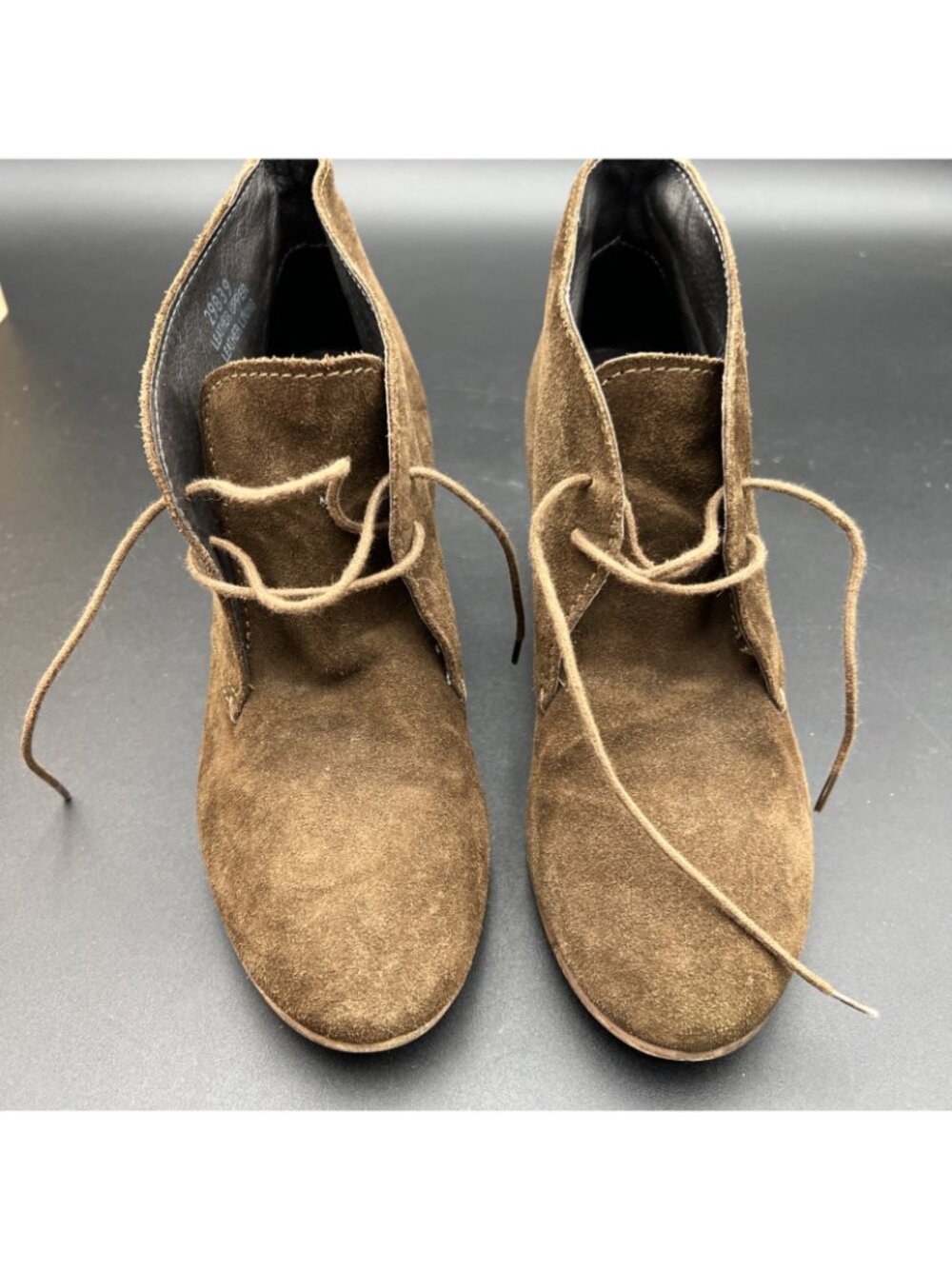 MADEWELL 1937 Lace Up Womens 7.5 Suede Heels Booties Shoes Brown Italy - Picture 11 of 16